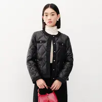【晨粉专享价】【鹅绒】小香风高级感拼接保暖短款羽绒服外套女