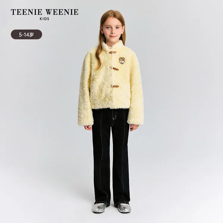 【达人专属】TeenieWeenieKids25年新秋冬女童复古时尚仿皮草外套TKJU258T43N