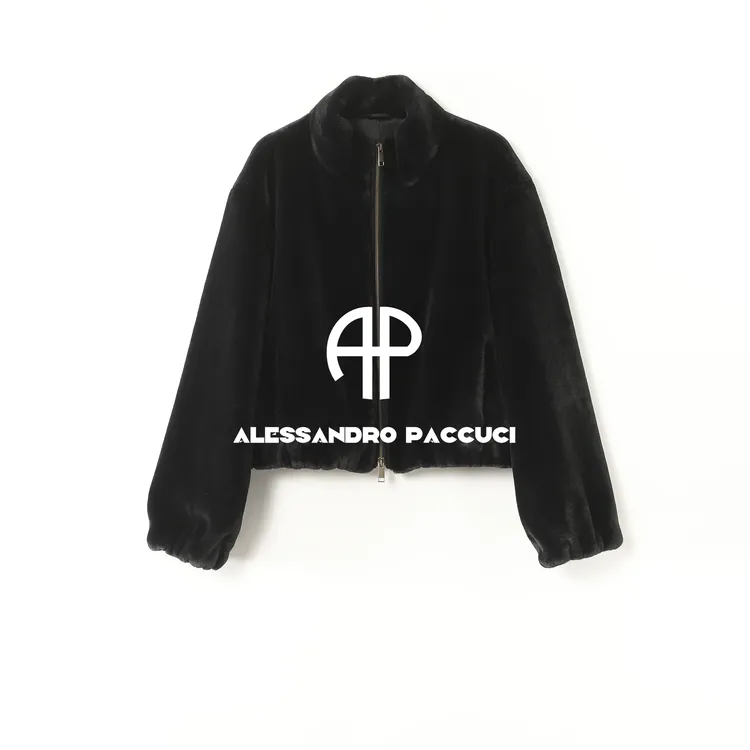 AP洛哥54217WT【墨绒绒】黑标/毛绒立领拉链纯色时尚休闲百搭外套