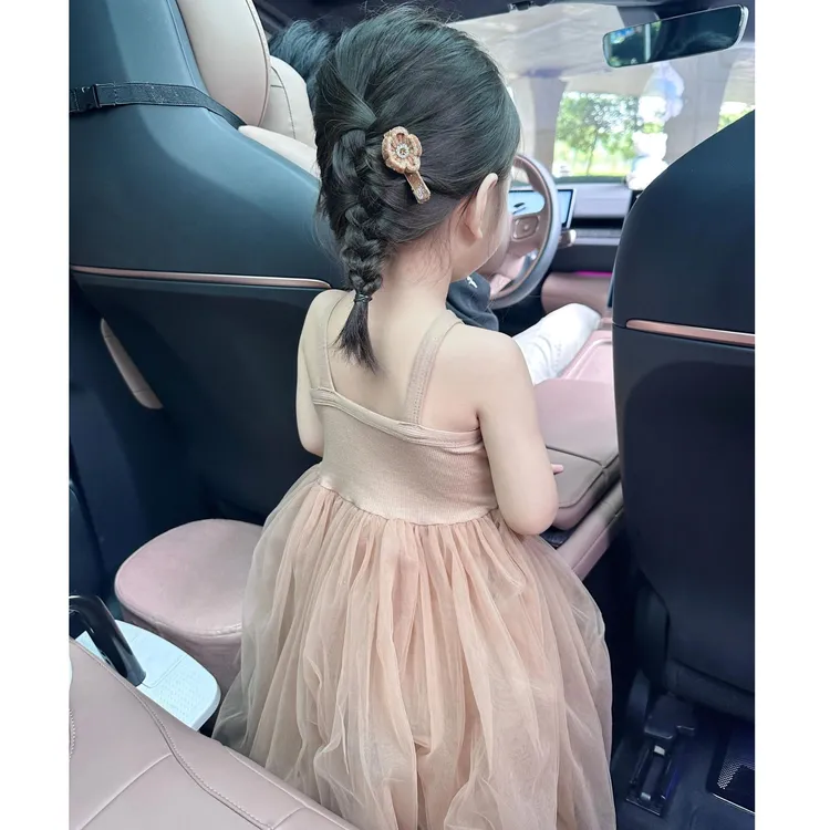 小思家女童连衣裙2025夏季气质韩版洋气花朵甜美网纱拼接吊带裙