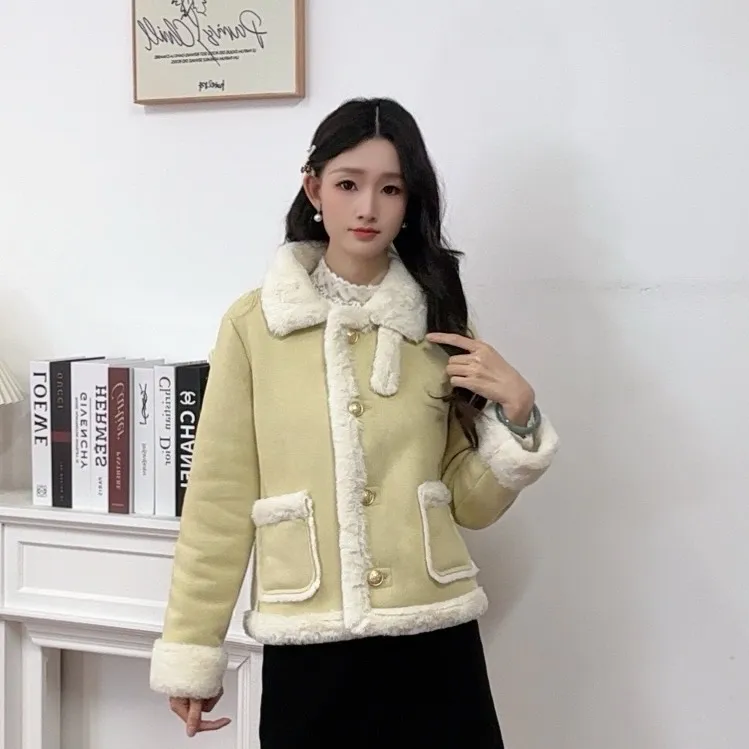 IEF/爱依服2025冬季新款高级时尚设计感温柔加厚保暖磨砂皮外套