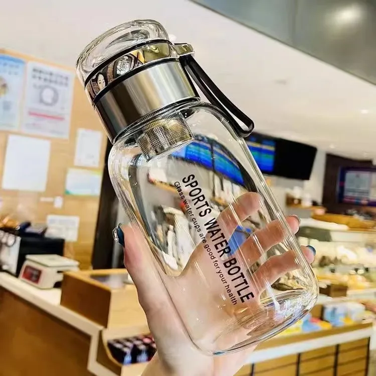 【源头工厂】玻璃杯1000ml大容量水杯茶水分离泡茶水杯子单层防爆耐