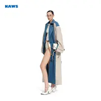 NAWS 山猫拼接羊毛大衣【山猫系列】羊毛水洗宽松中长款风衣外套