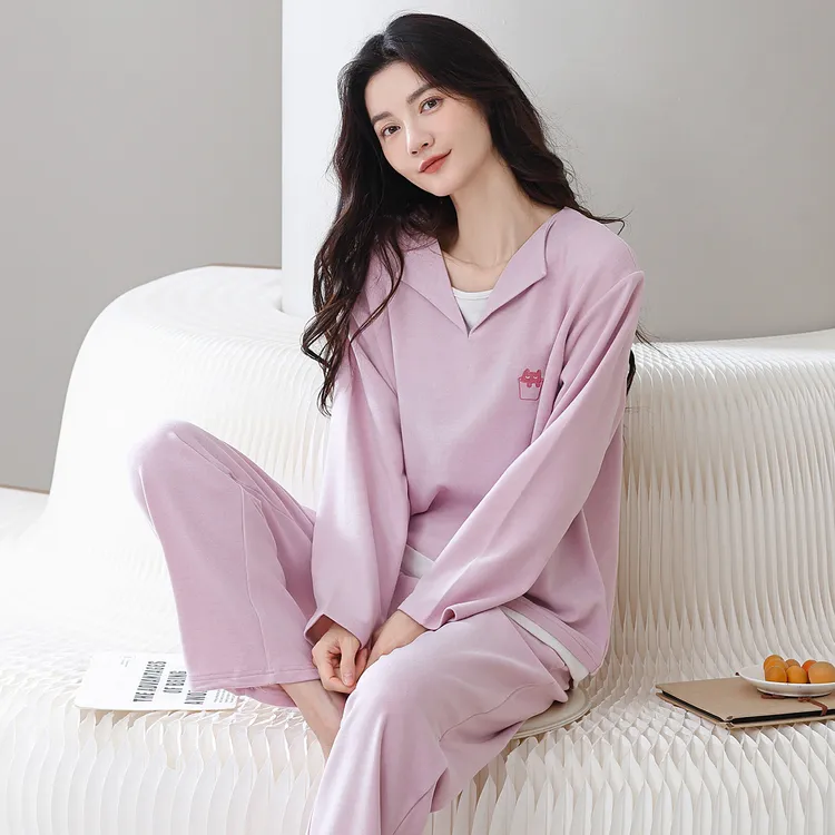 睡衣女秋冬季加厚羊毛蚕丝德绒长袖保暖宽松可外穿甜美家居服套装