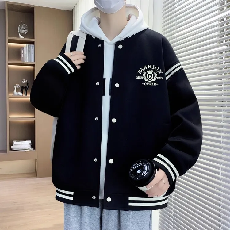 棒球服男2025新款春秋季宽松加肥加大码学生外套潮流宽松帅气夹克