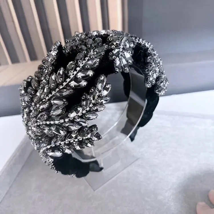 （花火流光）秋冬爆款发箍重磅手工钉珠高颅顶神器发带