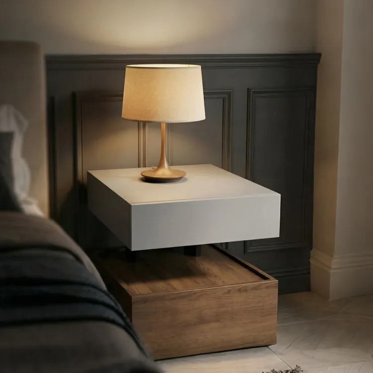 创意高级感方形款床头柜卧室带暗格储物柜家用轻奢床头收纳柜