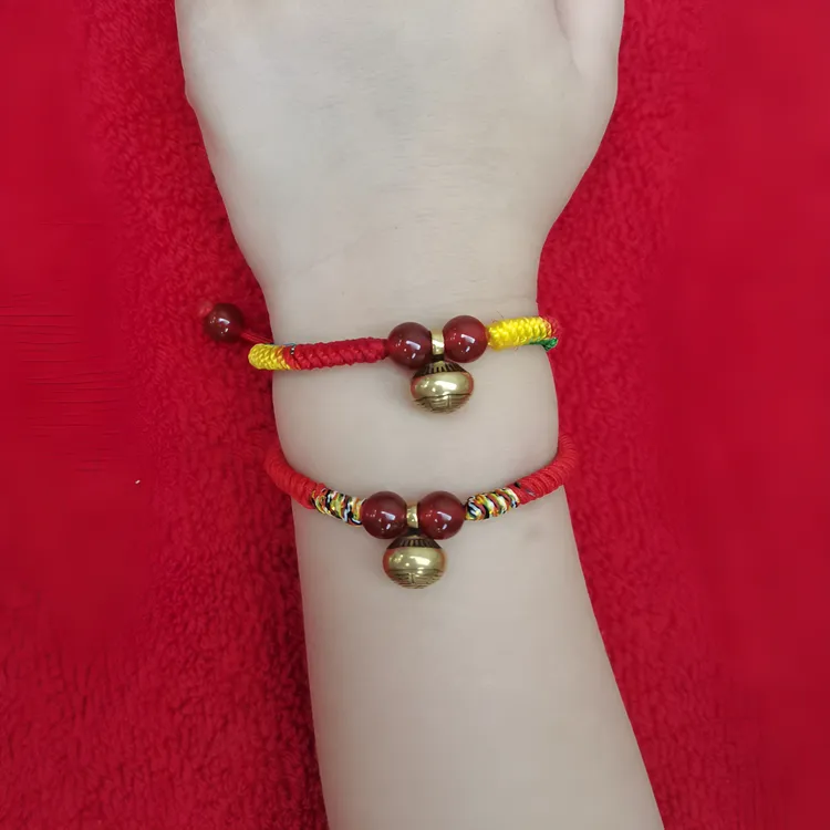 潮汕红花仙草葫芦手绳猪惊骨防惊吓牛角桃木葫芦塞红花仙草手链
