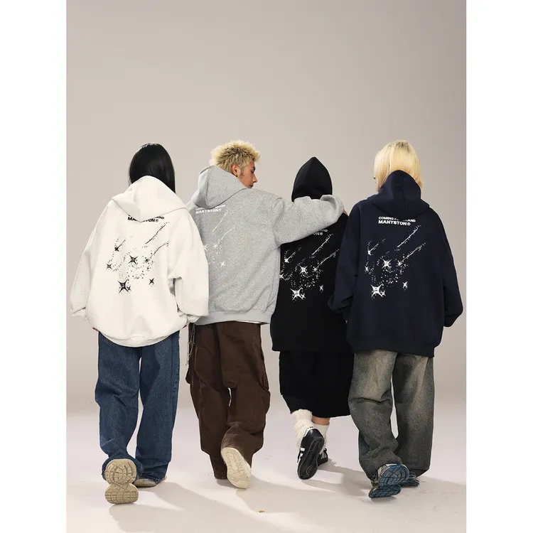 MANYSTON美式重磅连帽休闲卫衣男款春秋季宽松慵懒松弛感开衫外套