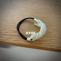 珍珠拼细发绳原创设计甜美风简约女极简风发绳白色气质欧若智性风