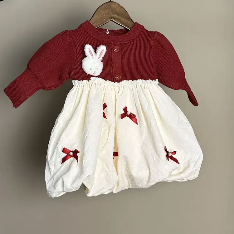 女宝宝红粉两个颜色可爱加厚连衣裙