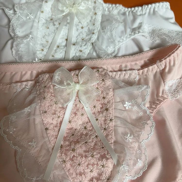 时尚潮流男女同款刺绣花边低腰三角时尚家居裤