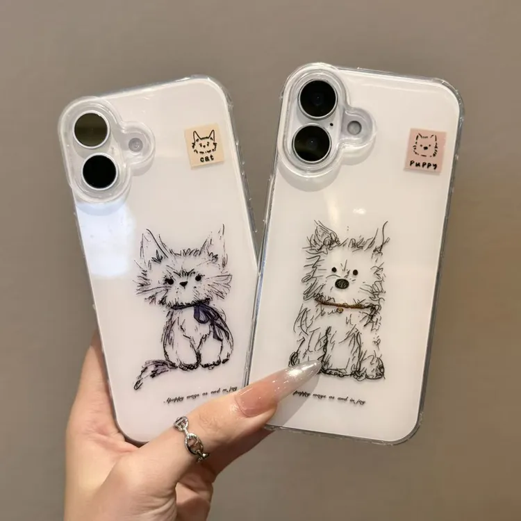 潦草小猫小狗情侣imd手机壳适用苹果iPhone17/16/15华为p70/oppo