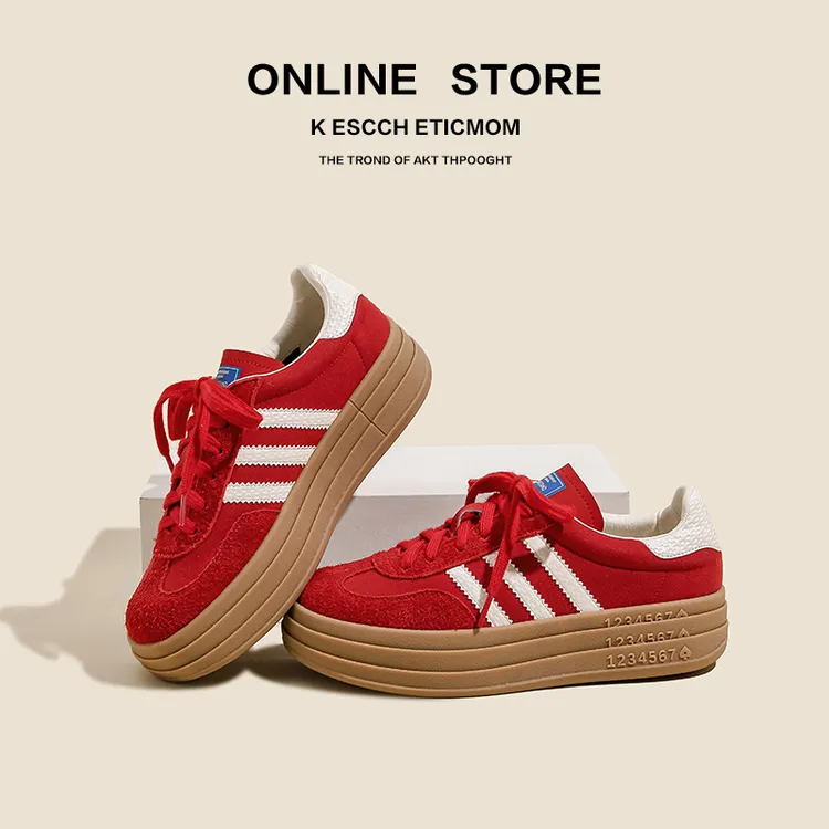 【夏天版】复古红色厚底德训鞋女夏季春秋新款经典百搭阿甘鞋鞋子