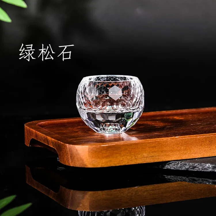 「买一送一」玺宴新款水晶切面罗汉杯手工茶杯茶具主人杯