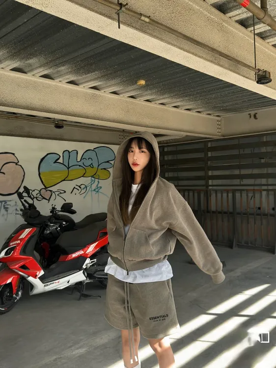 SS25ESSENTIALS卫衣ALWAYS ON加绒连帽拉链印花卫衣外套
