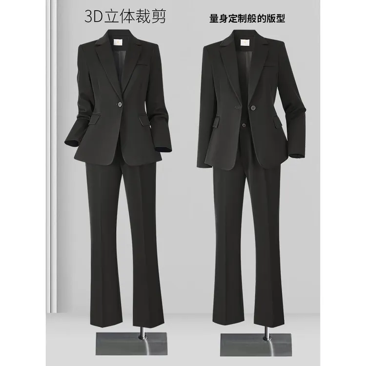 黑色职业西装套装女2025秋季新款大学生面试职场穿搭小个子工作服