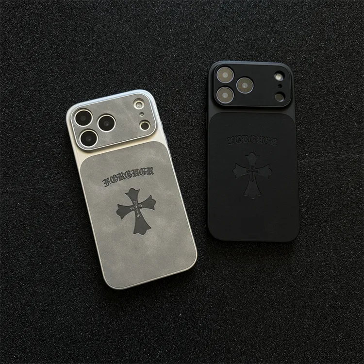 皮质潮牌克罗心适用iPhone17promax手机壳苹果16小众15情侣14全包