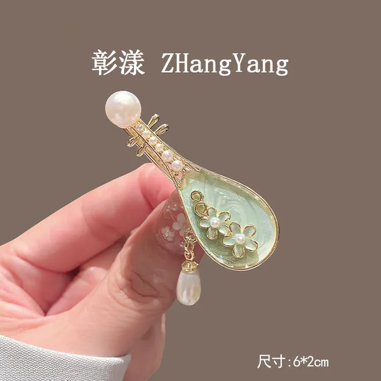 国风花朵琵琶发夹女小众侧边夹刘海夹创意碎发夹子古风发卡头饰