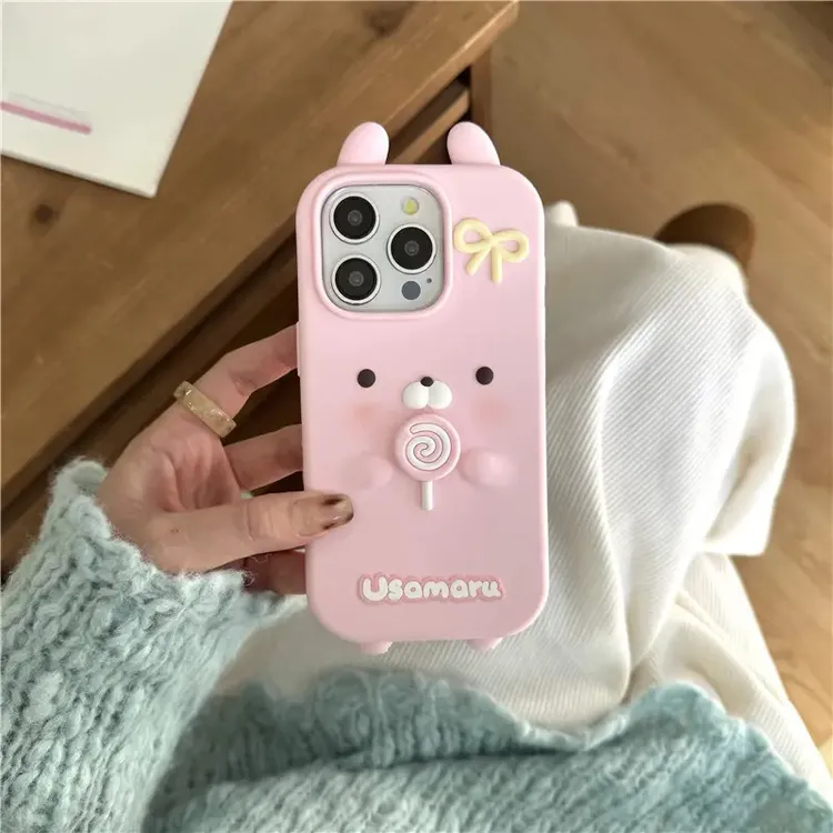 粉色旋转棒棒糖兔丸适用iphone17promax手机壳16苹果15新款14女13
