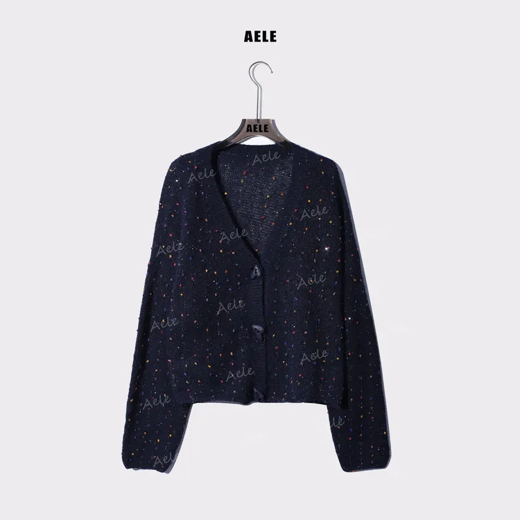 AELE【浪漫星空】慵懒风V领重工针织开衫毛衣 X853 2665 AD