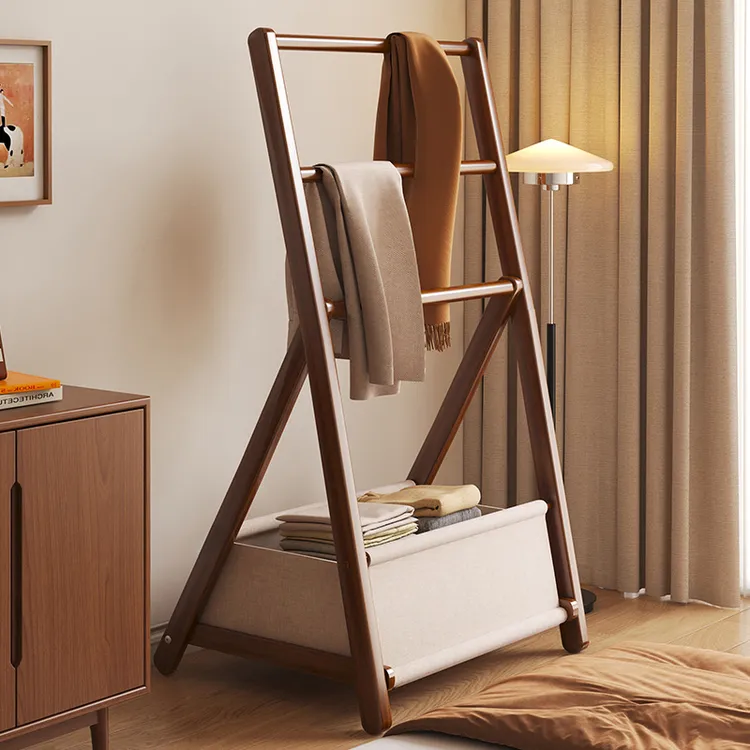 衣帽架落地式挂衣架卧室床头挂衣服架子小型裤架开放式家用脏衣篮