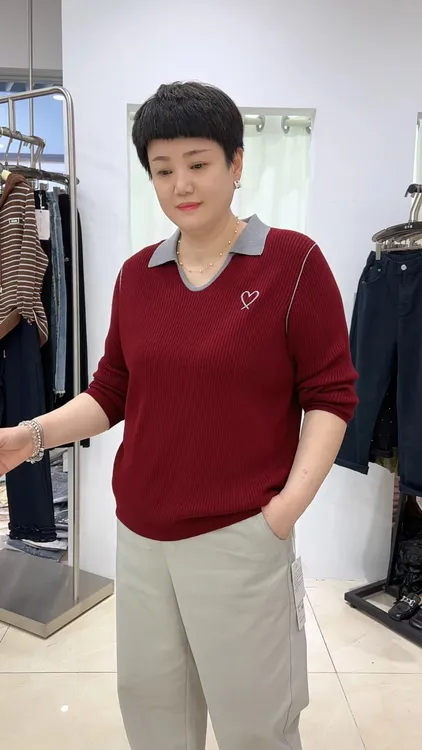冯小姐时尚大码女装（休闲百搭显瘦洋气减龄遮肉长袖T恤毛衣62#）