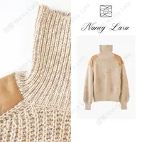 Nancy Lara 百搭轻盈柔软拼接羊绒高领毛衣 NL888XY145