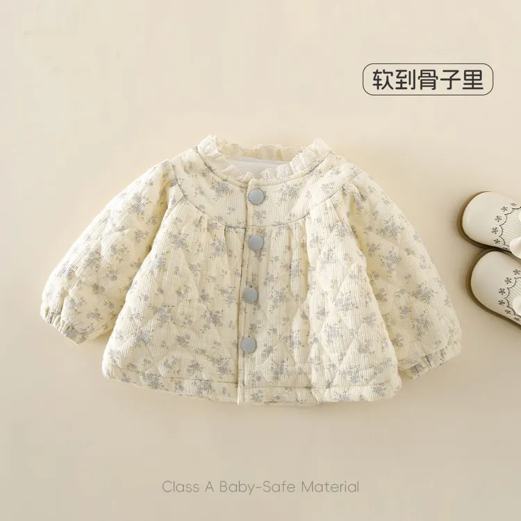 女童秋冬季棉服2025公主风可爱外出女宝秋冬加绒舒适百搭外套上衣