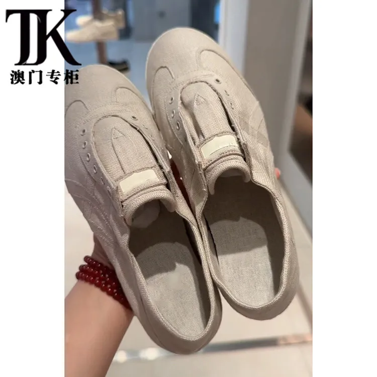高定版！鬼家运动休闲鞋女两穿复古阿甘鞋亚麻帆布鞋内增高德训鞋