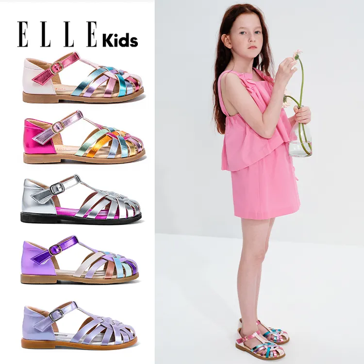 ELLEkids童鞋女童凉鞋包头夏季新款大童运动鞋时装公主鞋儿童鞋子