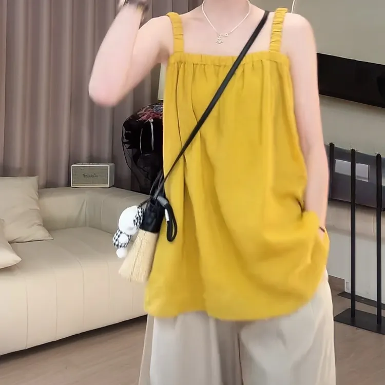 韩系休闲设计感针织宽松时尚无袖上衣女2025夏季新款显瘦百搭背心