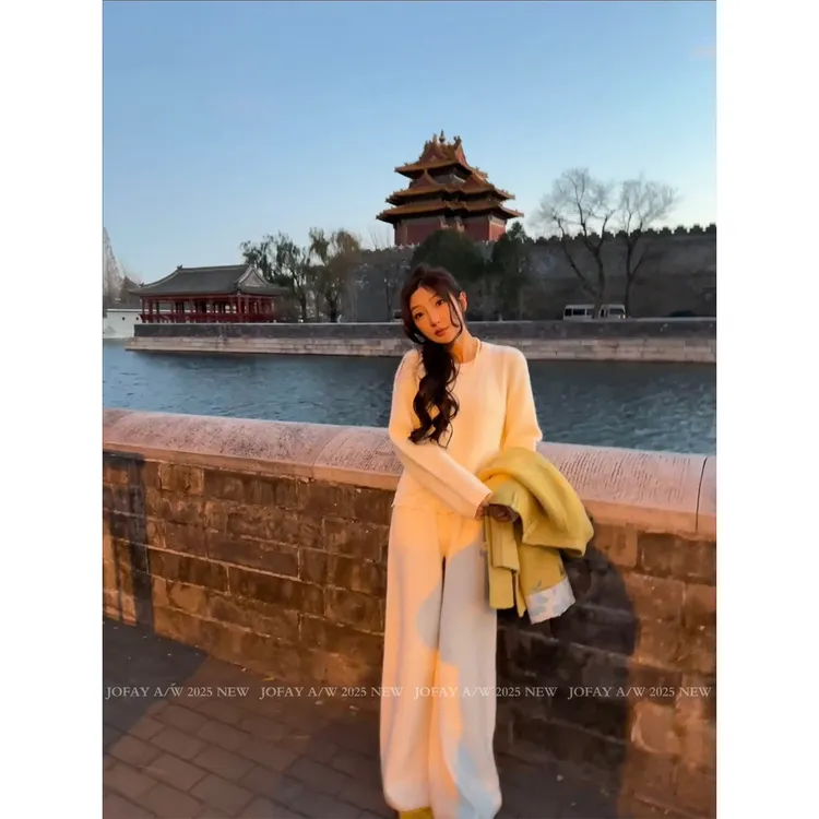 |氛围感的羊毛裤|松紧腰百搭针阔腿裤 秋冬款休闲百搭 K1484