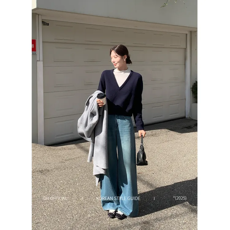 DH 大花【韩女牛仔 cowboy】韩系浅蓝色磨毛宽松遮胯显瘦百搭裤子