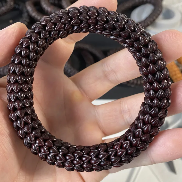 紫金鼠黑金料莲花手串12-13