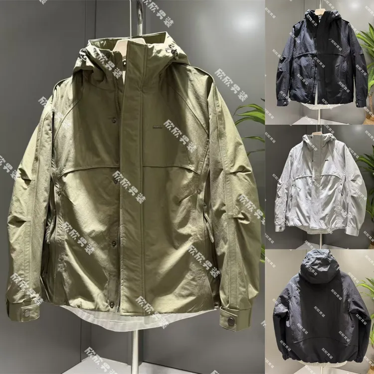 棉服立体裁剪连帽拼接痞帅拼接时尚男士外套