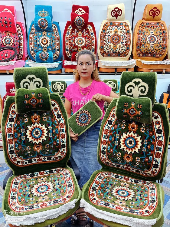 新款汽车坐垫全包五座地毯式仿羊毛坐垫套四季通用民族风波斯花纹