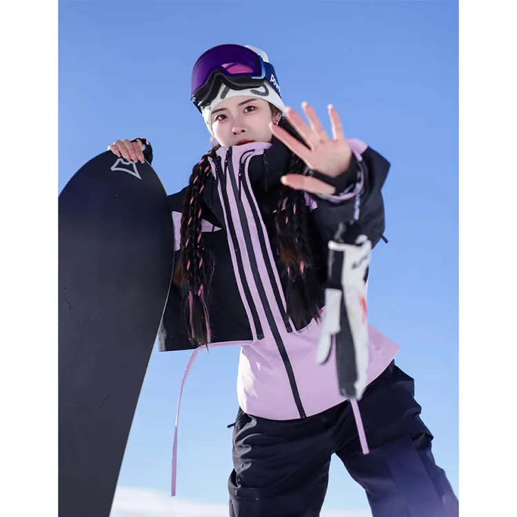 临典粉紫色滑雪服套装女2025新款户外防风防水加厚保暖单板雪服