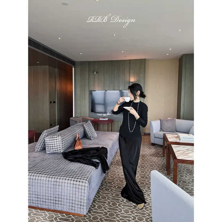 RRB Design「马洛卡」进口三醋酸修身显瘦纯色气质包臀半身裙