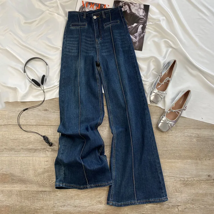 超好看牛仔阔腿裤女2025年秋装新款高腰显瘦宽松小个子垂感直筒裤