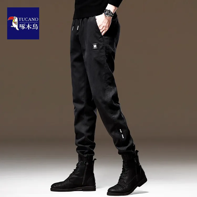 啄木鸟休闲裤男士秋季新款工装潮牌显高百搭男装宽松束脚运动裤子