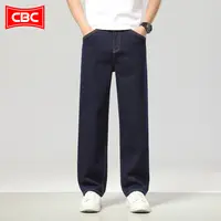 CBC丹宁色宽版直筒牛仔裤男2025秋新款高端水洗长裤弹力休闲裤
