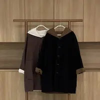 秋季新款休闲阔版连帽两面穿风衣外套大码遮肉简约