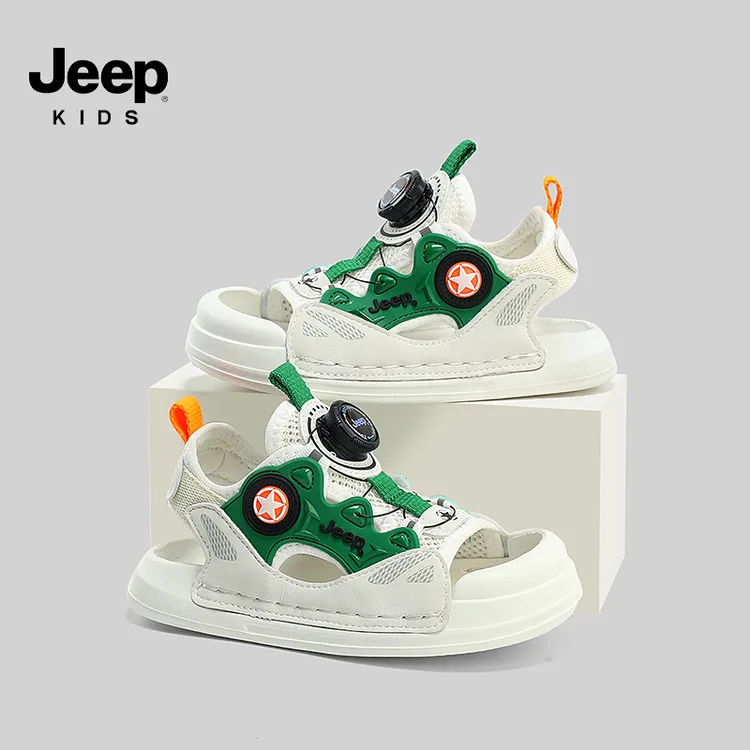Jeep儿童沙滩鞋夏款轻便女童运动凉鞋2025软底防滑露趾溯溪鞋男童