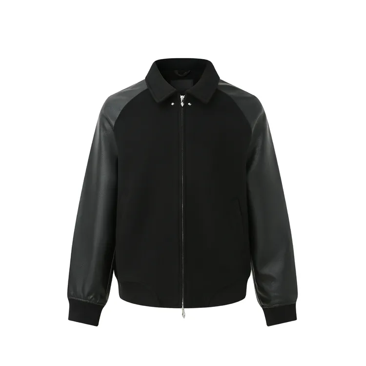 CHINISM折扣季 黑色翻领PU皮夹克男秋季新CXHA36B1067