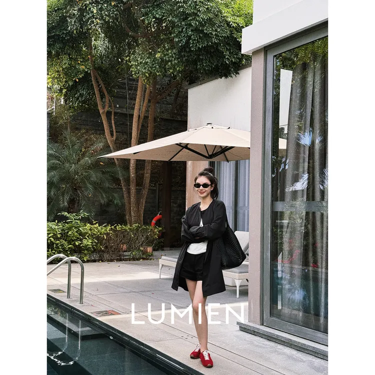 【LUMIEN】松弛感圆领宽松廓形立体感牛设计牛角扣风衣女LX5BFF057