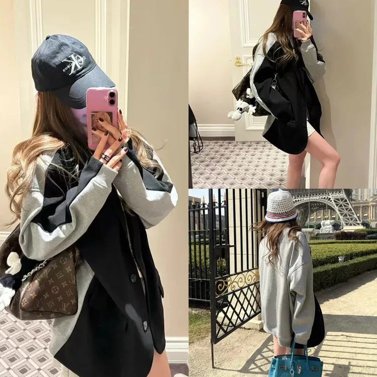拼色西装外套小众西服
