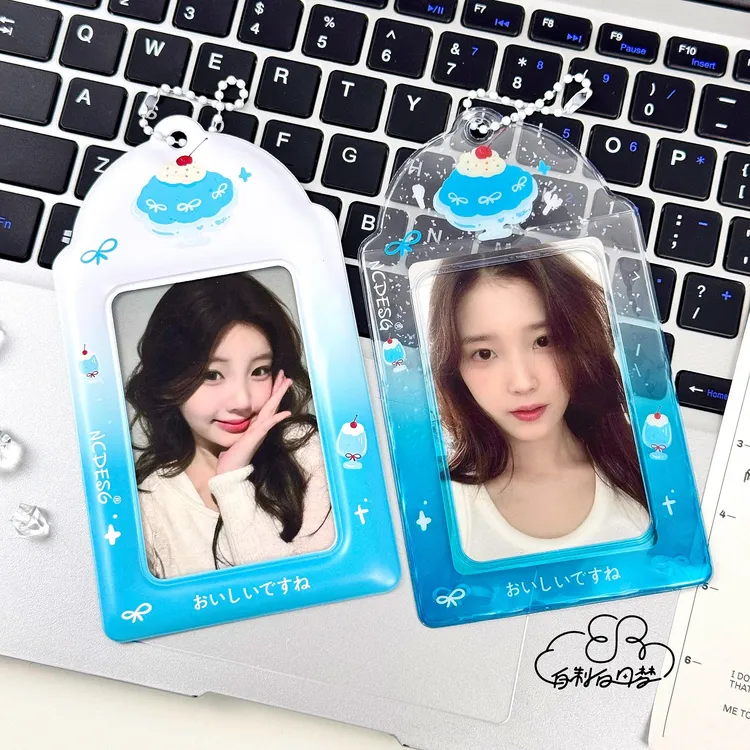 蓝色刨冰3寸PVC卡套爱豆小卡饭卡拍立得保护套收纳展示挂件ins