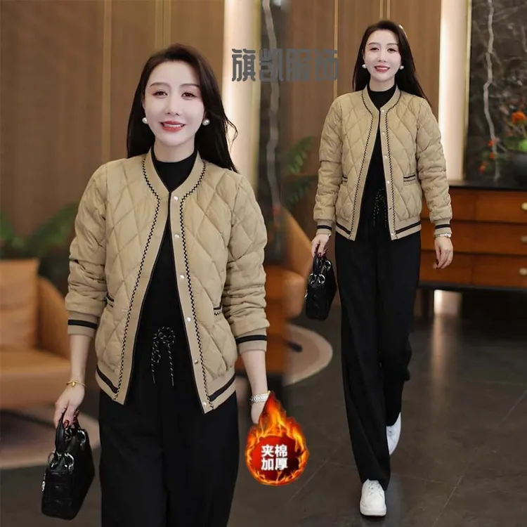 时尚棉服女秋冬新款洋气女士百搭拼接小个子保暖小香风棉衣短外套