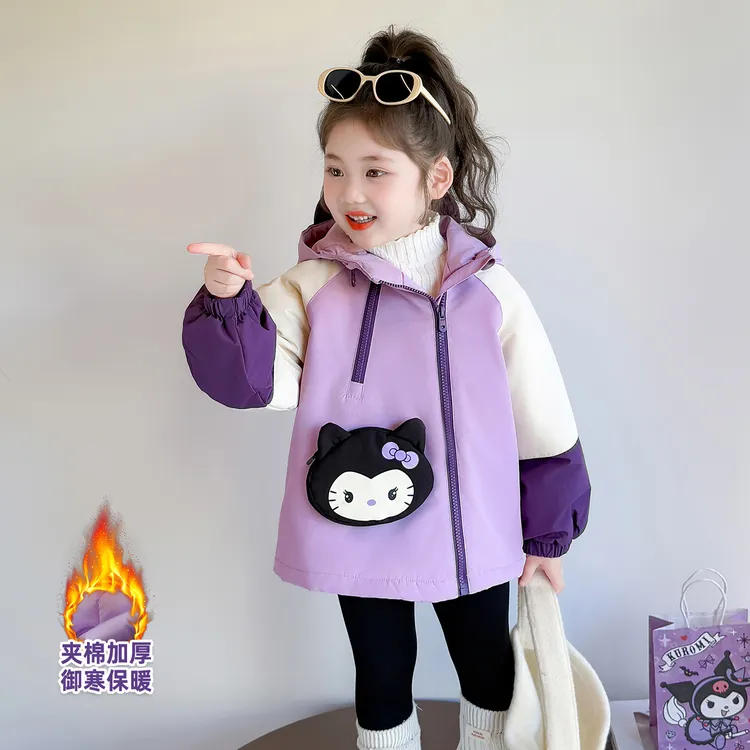 女童夹棉冲锋衣儿童秋冬装爆款甜酷洋气中小童女宝宝冬季保暖外套